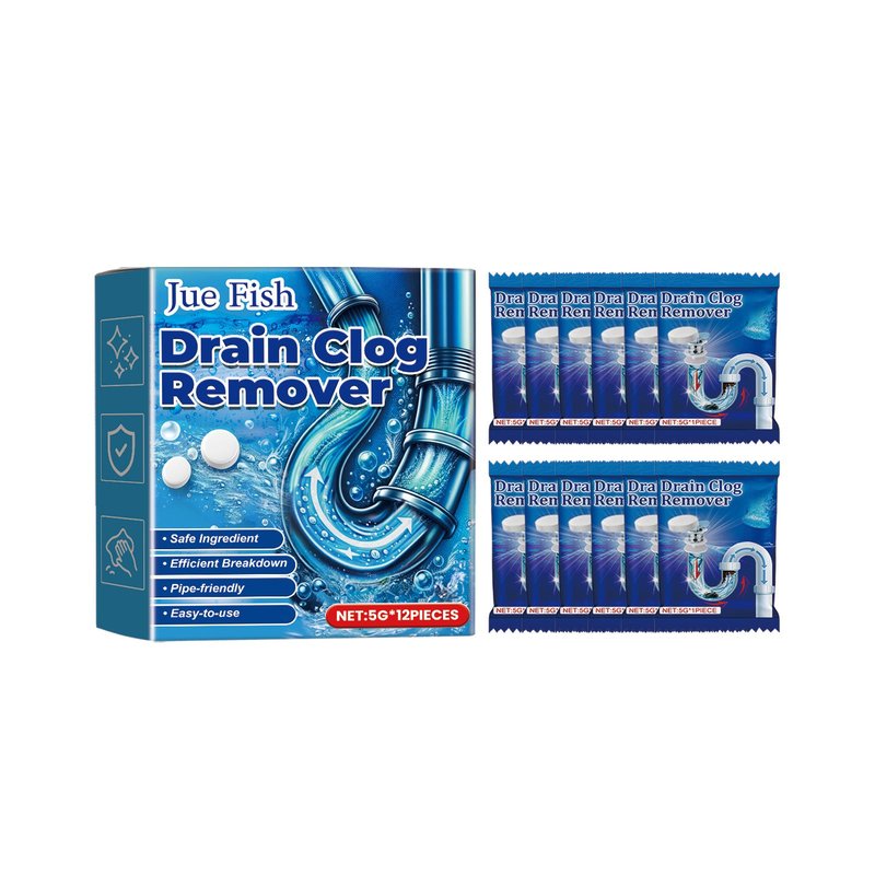 Effervescent Drain Cleaning Tablets 12 Pieces for Toilet and Kitchen Drain Unclogging