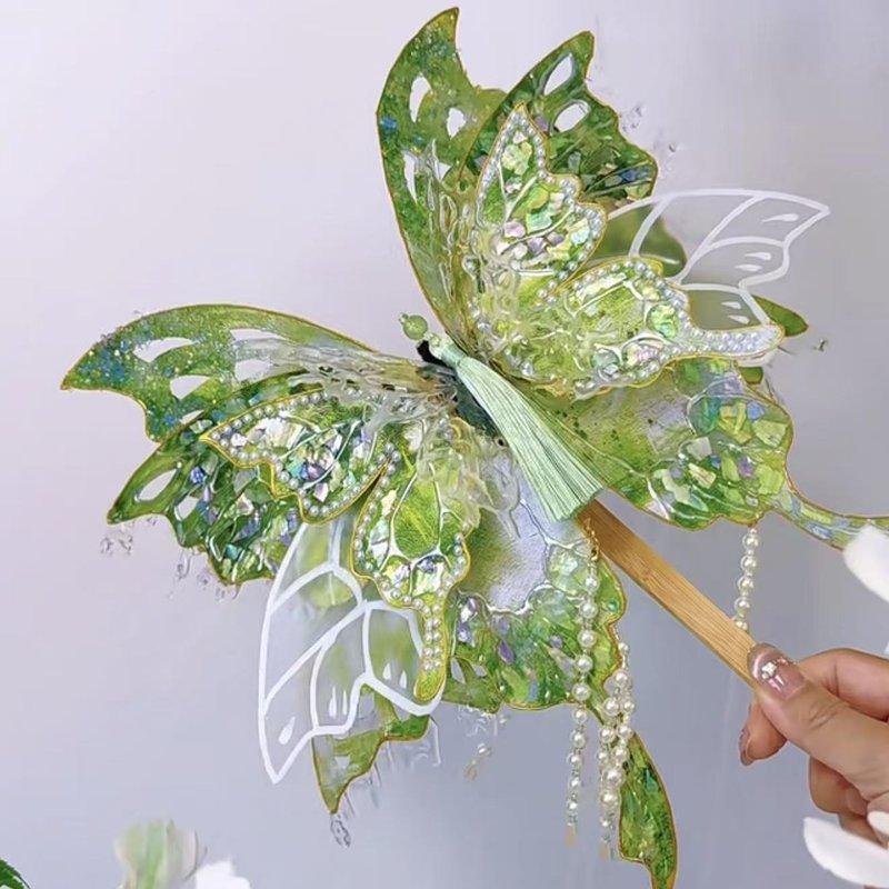 Handmade Butterfly Fan Photo Prop with Static and Mechanical Options