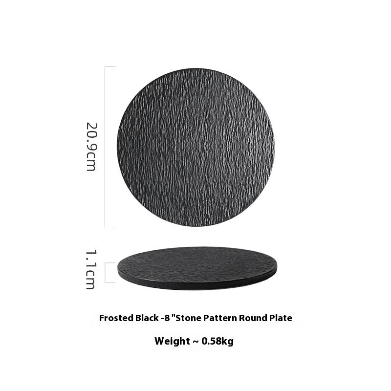 Ceramic Flat Plate Set - Nordic Style Rock Pattern Kitchen Dishware