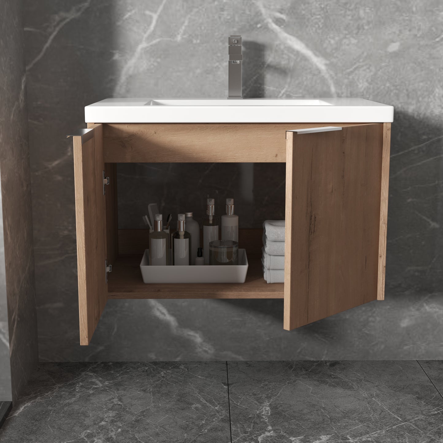 Soft Close Doors Bathroom Vanity With Sink,30 Inch For Small