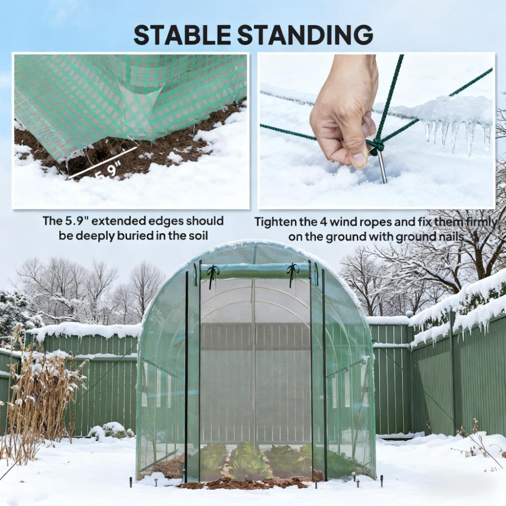 Walk-In Greenhouse with 2 Support Rods - 175.6" x 78.3" x 78.7"