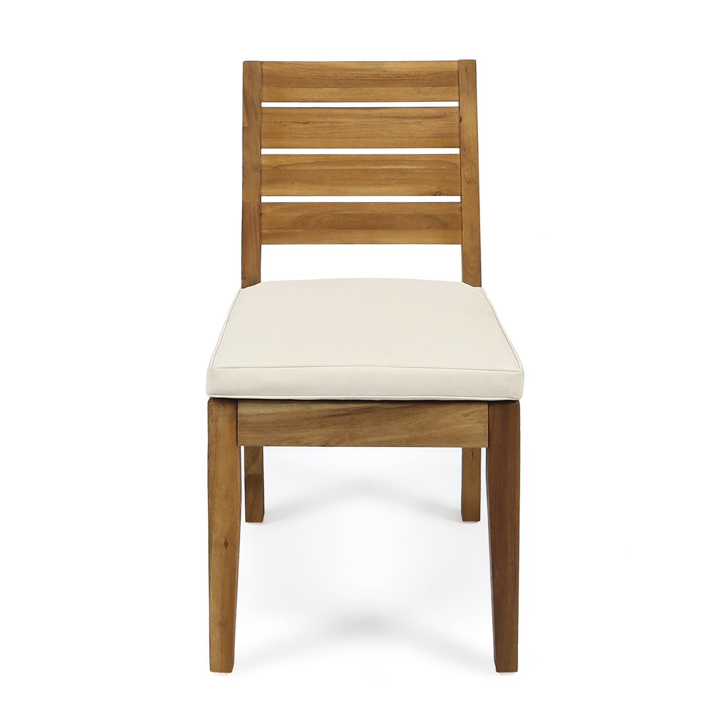 Outdoor Armless Dining Chairs with Cushions - Set of 2, Natural Beige