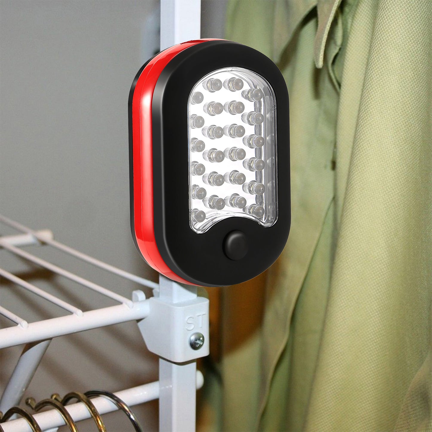 Portable Magnetic LED Work Light with Hook for Camping Hiking Emergency - Red
