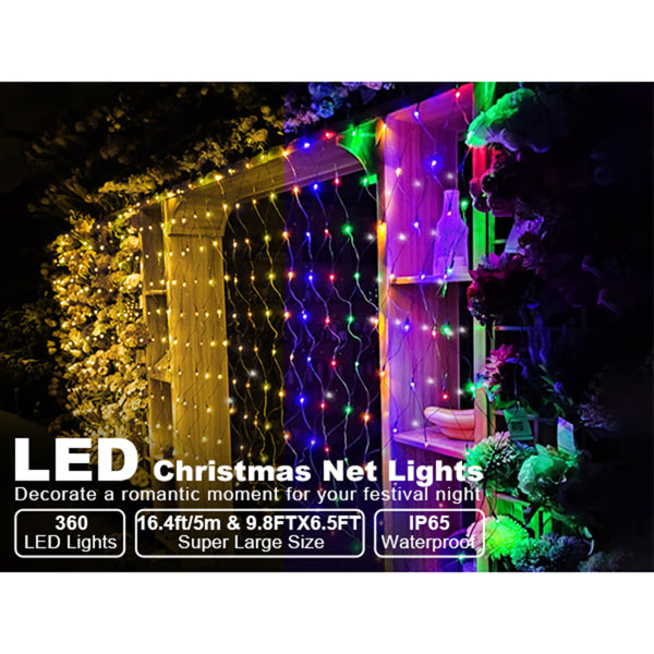 360 LED Christmas Net Lights - Indoor & Outdoor Decoration