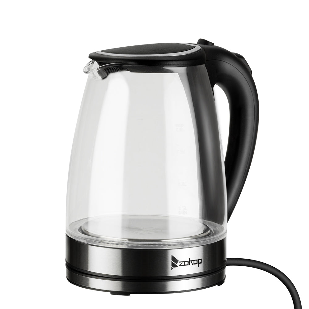 1.8L Electric Glass Kettle with Blue LED, Auto Shut-Off, 1500W