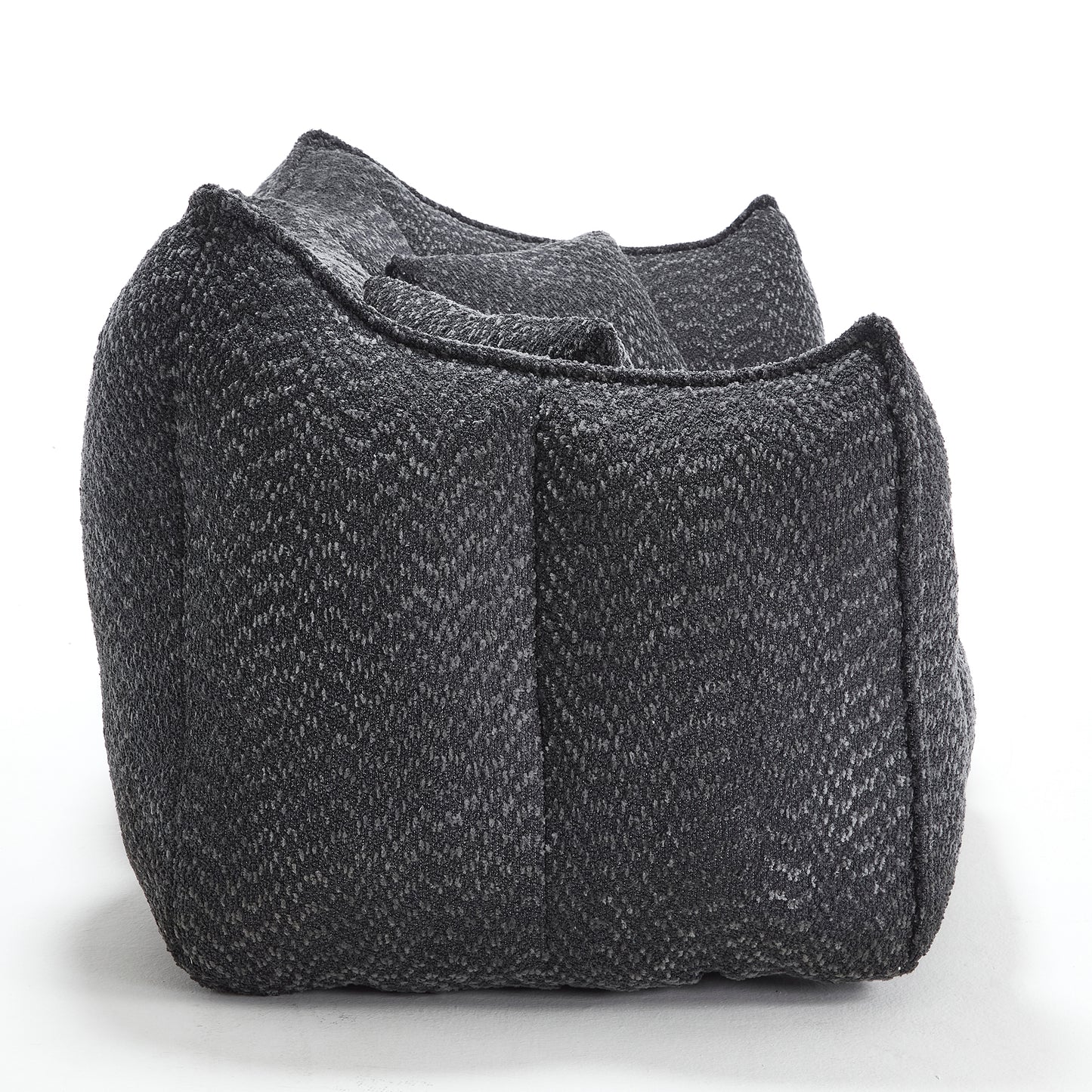 Comfortable Square Beanbag Chair for Two - Black Chenille