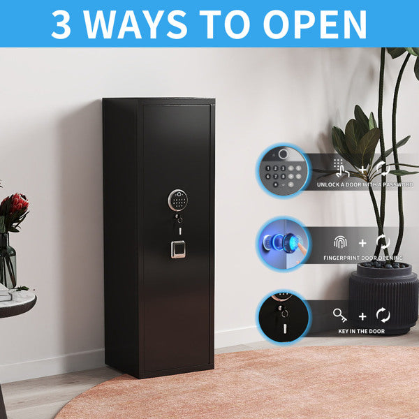 Electronic Safe with Fingerprint & Key Lock, Detachable Partition, Black