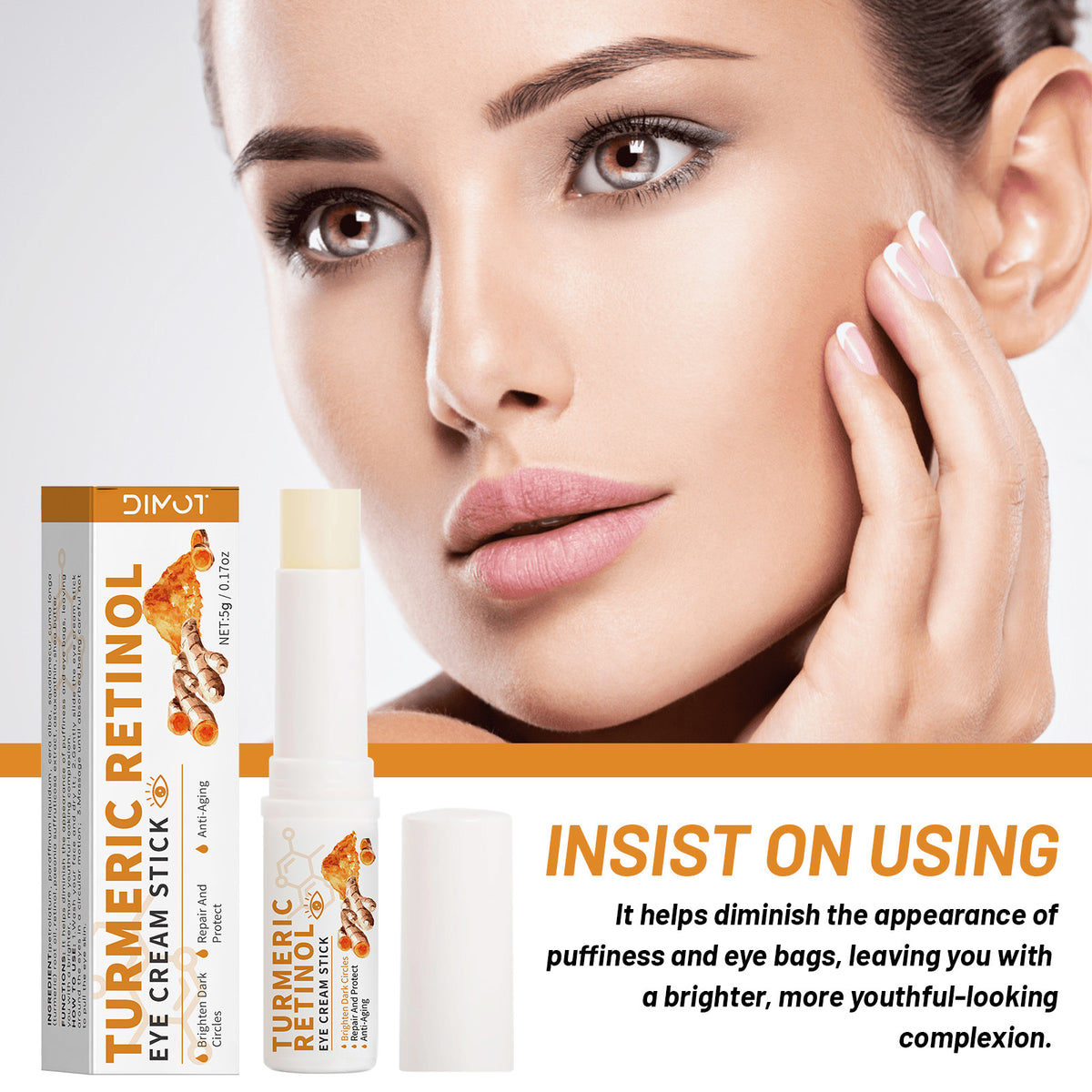 Fade Dark Circles Turmeric Eye Cream Stick 5g - Brightening & Hydrating