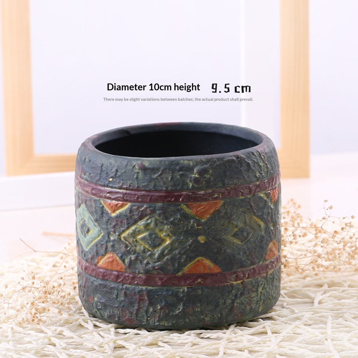 Mediterranean-Style Hand-Painted Ceramic Succulent Pot - Rustic Flower Planter