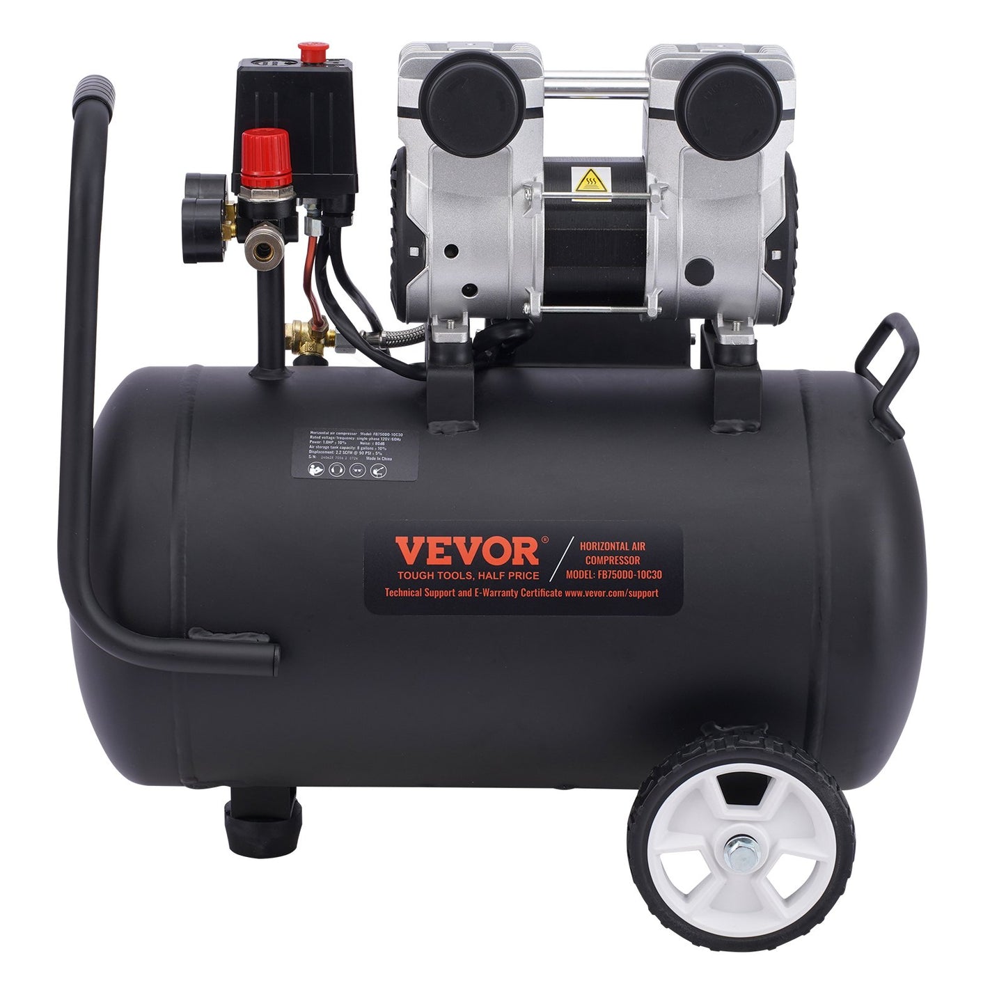 Portable Oil-Free Air Compressor - 8 Gallon, 90 PSI