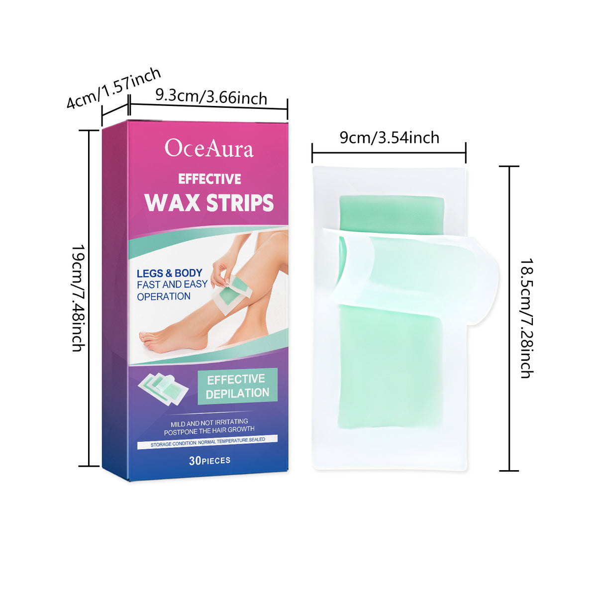 Blueberry Scented Hair Removal Wax Strips – 30 Pack