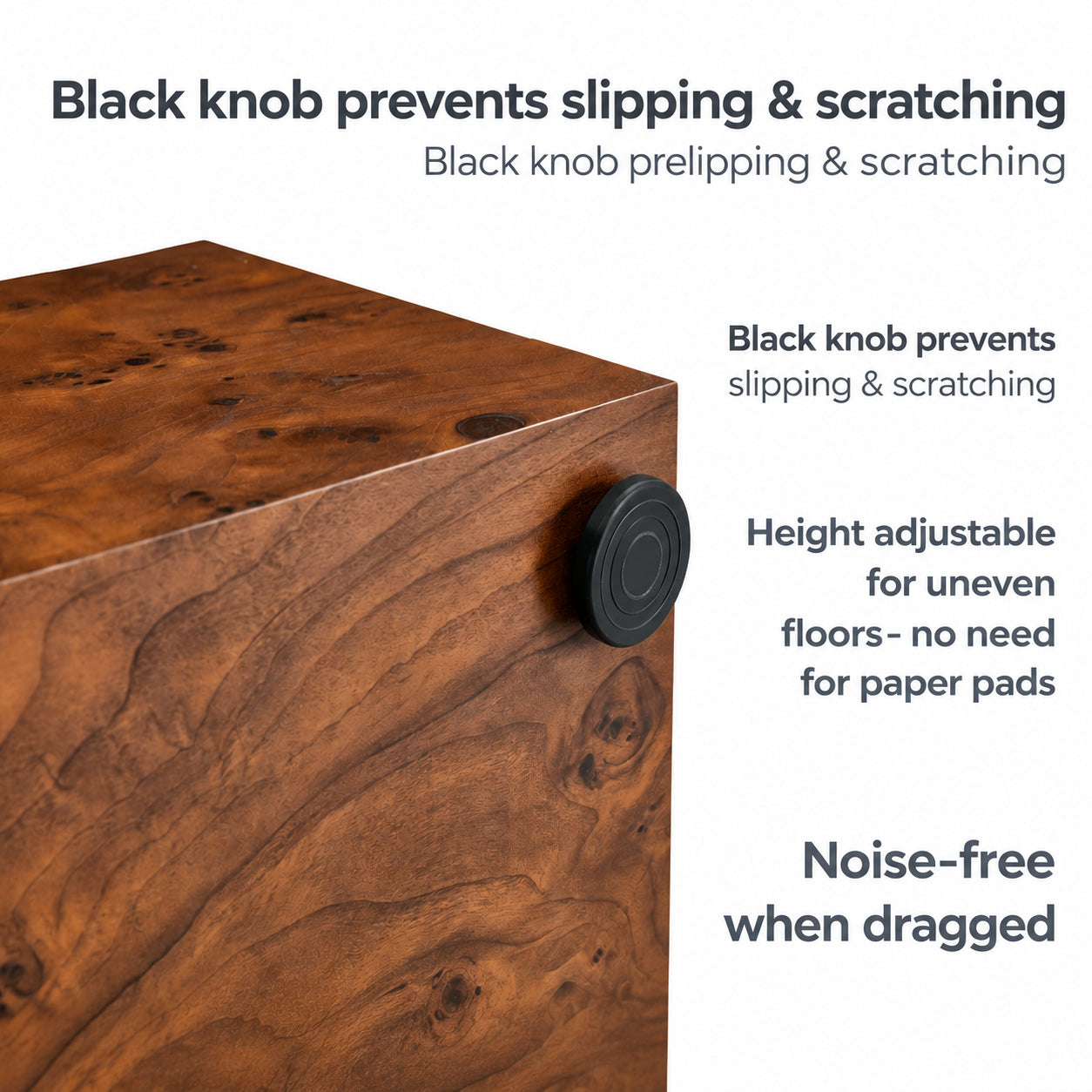 Height Adjustable Burl Walnut Veneer MDF Cube Table - 39.4x21.7x11.8