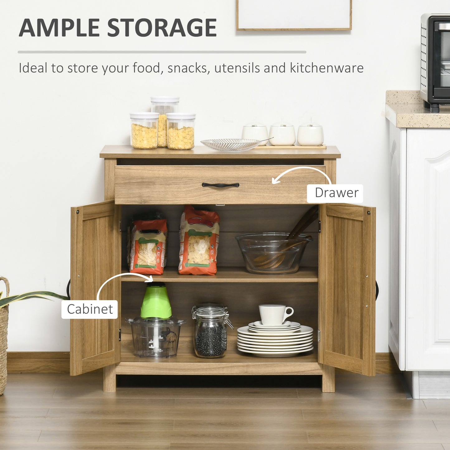 Farmhouse Sideboard Buffet Cabinet, Barn Door Coffee Bar Cabinet with