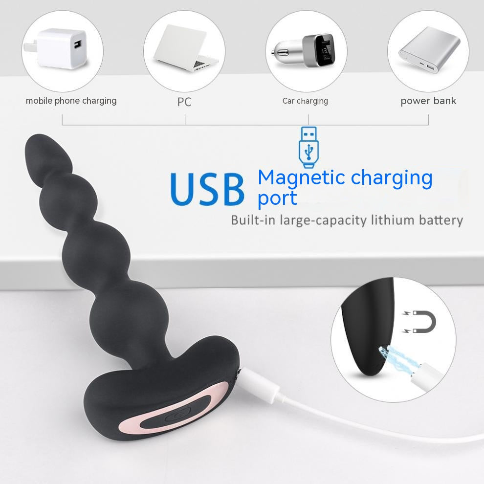 Remote Control Vibration Bead Butt Plug - Adjustable Silicone Adult Toy