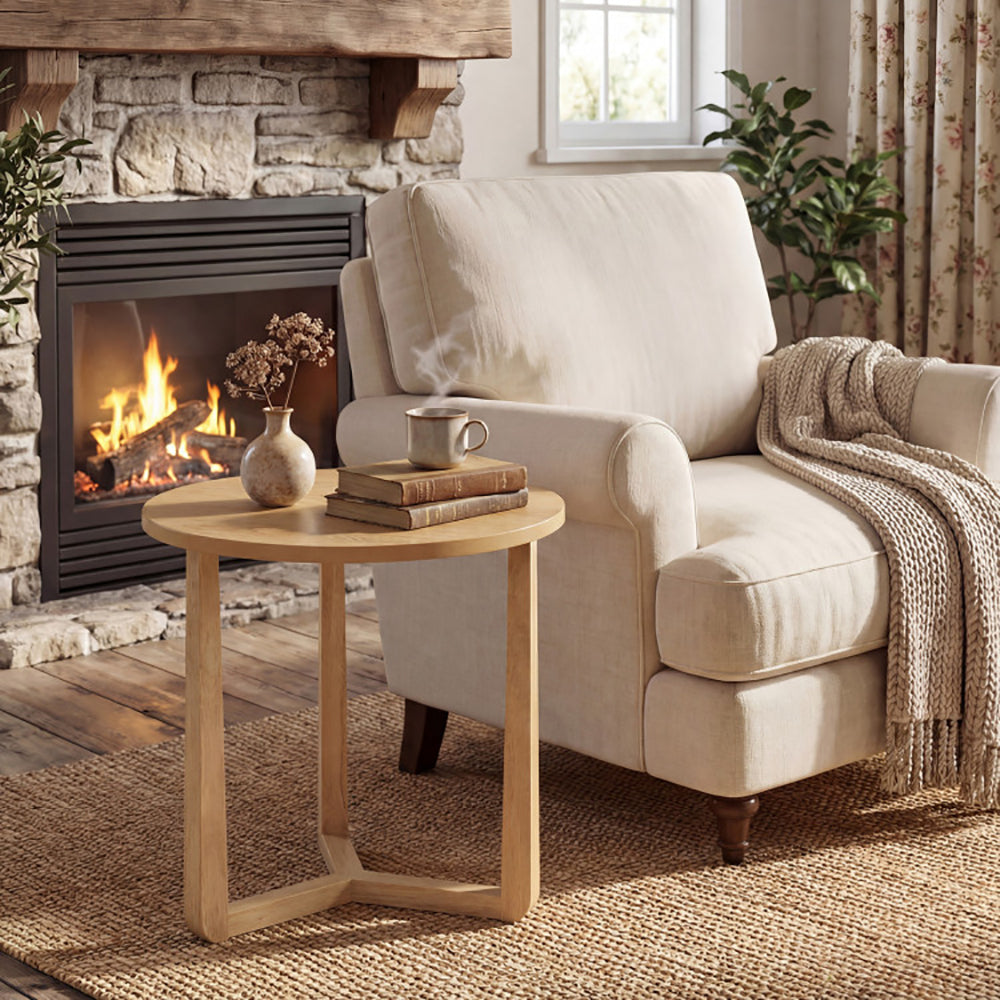 22.5 Inch Round Farmhouse Side Table with Sturdy Wood Legs