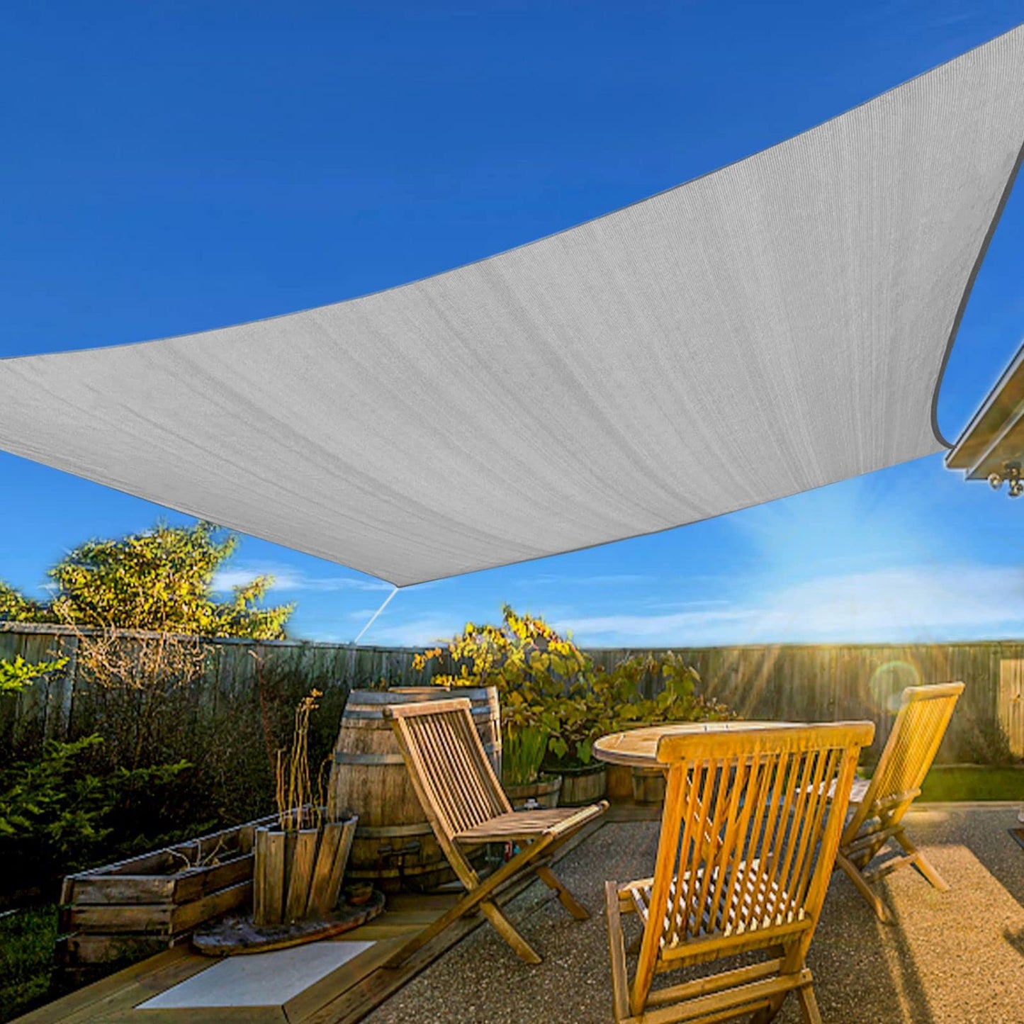 10x13 ft Sunshade Sail with UV Protection - Light Grey, Sand, Rust Red, Dark Grey, Beige, Cream, and More
