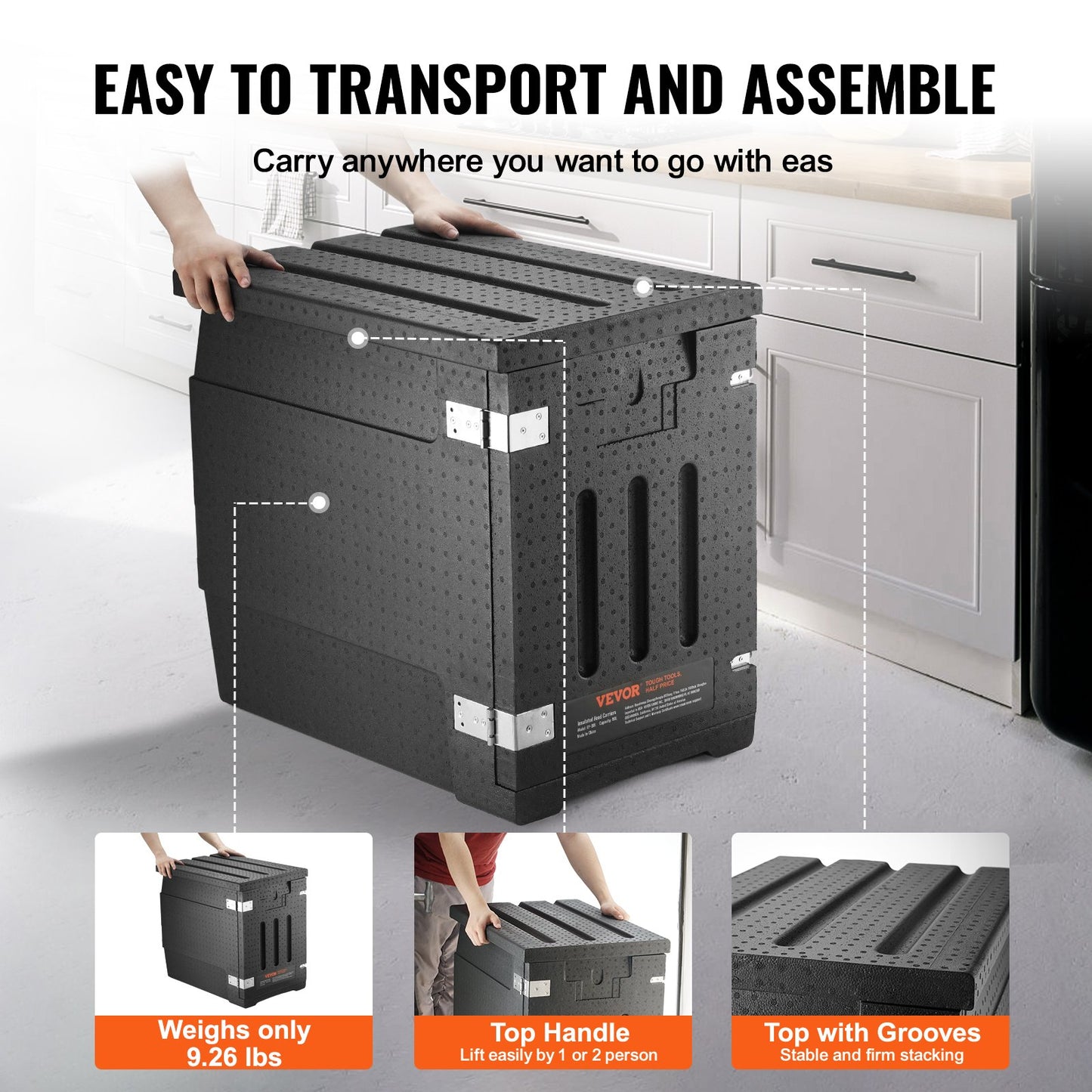 Insulated Food Pan Carrier - 82 Qt Hot Box for Catering