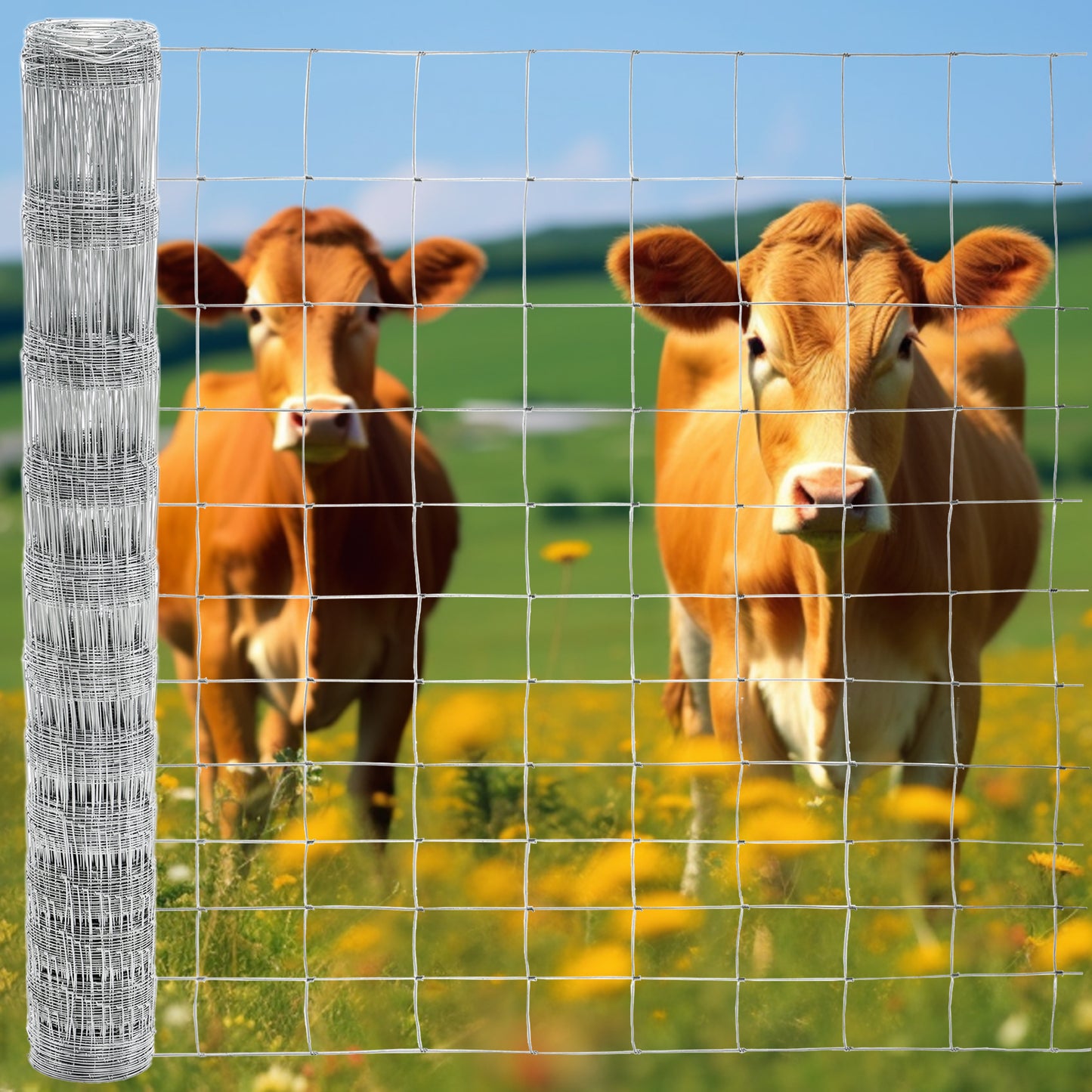 5ft x 164ft Galvanized Steel Farm Fence - Durable & Secure