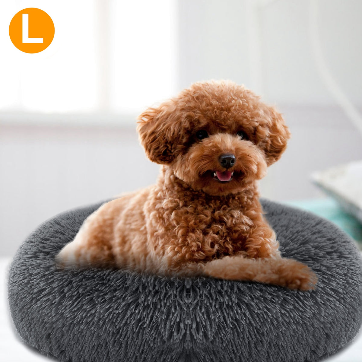 Soft Warm Plush Dog & Cat Bed with Supportive Rim and Non-Slip Bottom