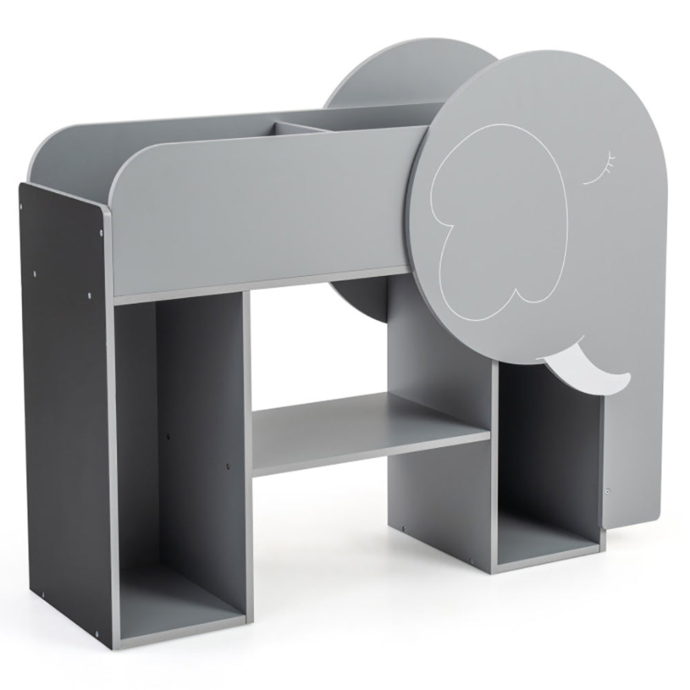 Montessori Bookshelf With Elephant Shape 3-Tier Toddler Toy Storage
