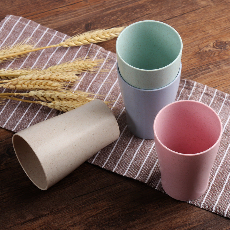 Reusable Water Cup for Household Use - Eco-Friendly Wheat Straw & PP, 201-300ml