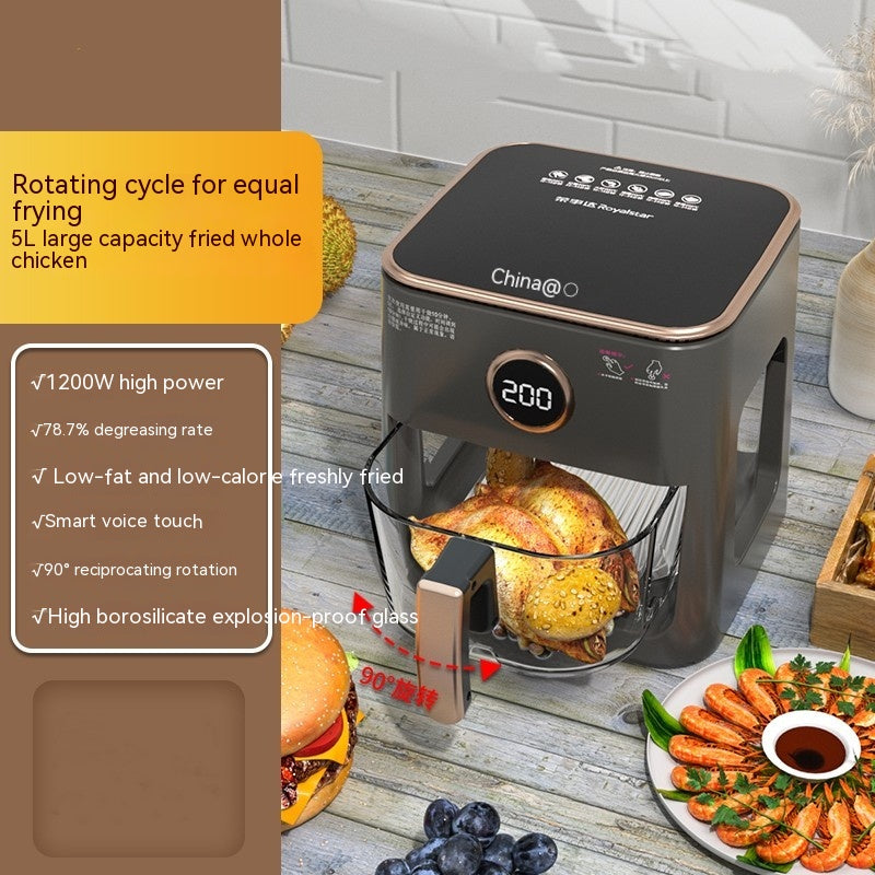Large-Capacity Automatic Air Fryer with Panoramic Visual Display - 5L