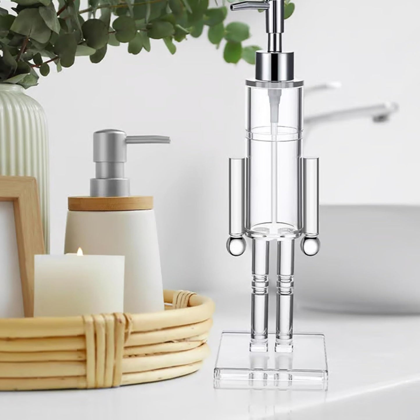 Nutcracker Soap Dispenser Push Type Transparent Bathroom Accessory