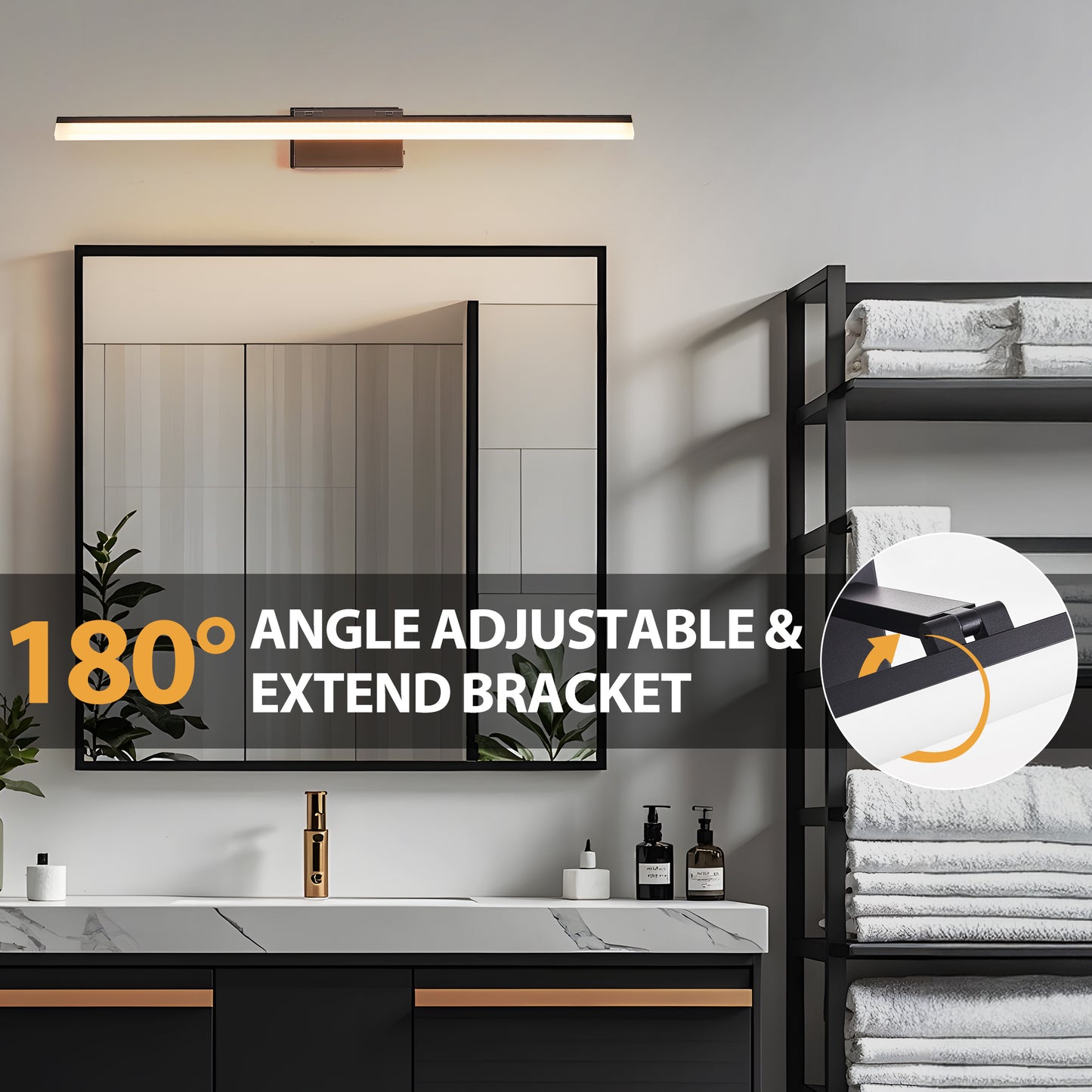 Modern LED Bathroom Vanity Light - Sleek Black Wall Fixture