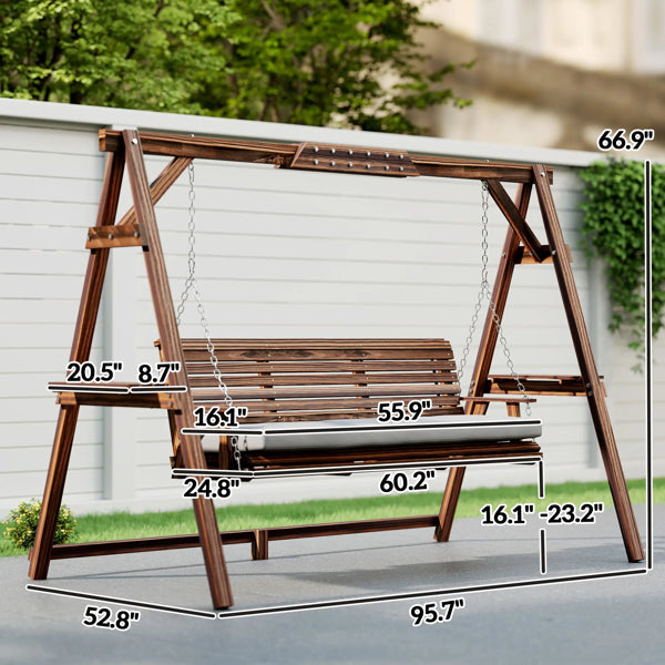 Ergonomic Outdoor Swing Chair with Cushioned Seat - Carbonized Brown