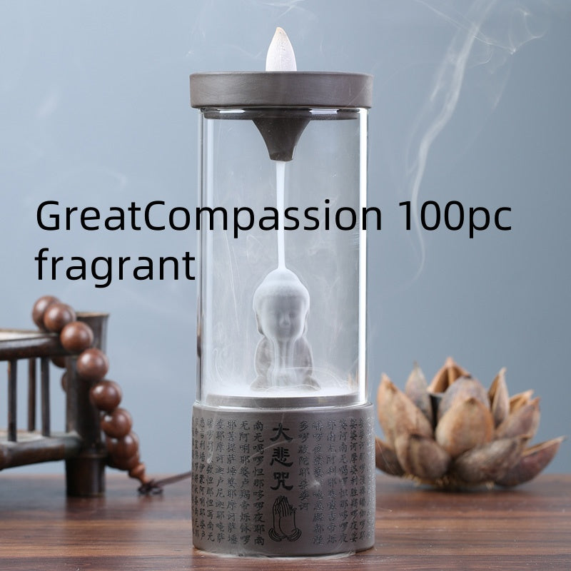 Ceramic Incense Burner for Backflow Smoke with Lotus Design - Home Fragrance Decor