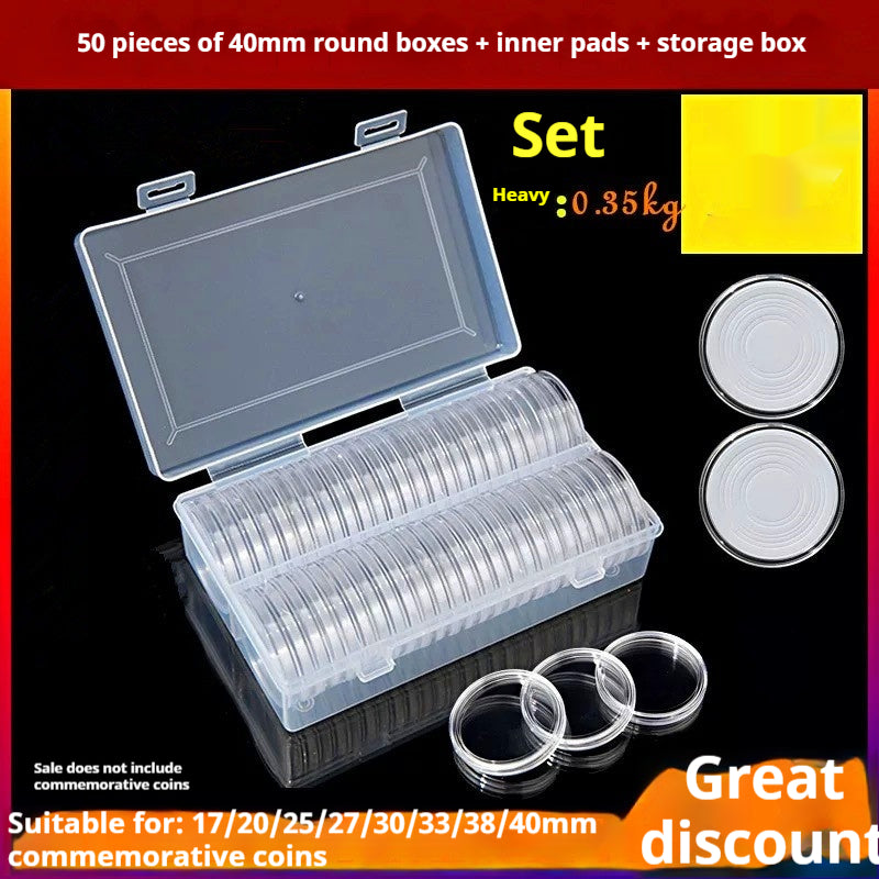50-Piece 40mm Coin Storage Box Set for Memorial Medals - Home Organization