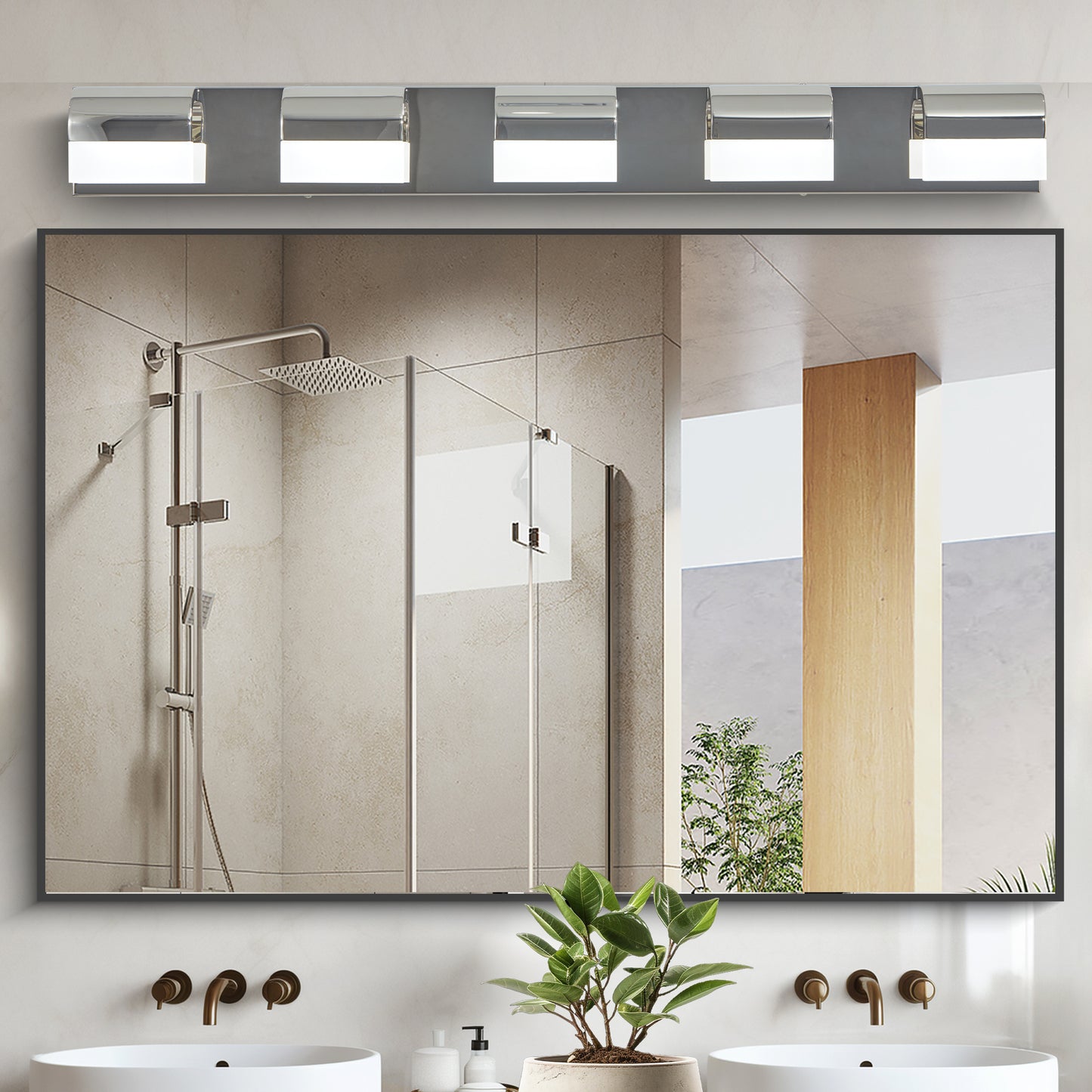 5-Light Modern LED Bathroom Vanity Lighting - Over Mirror