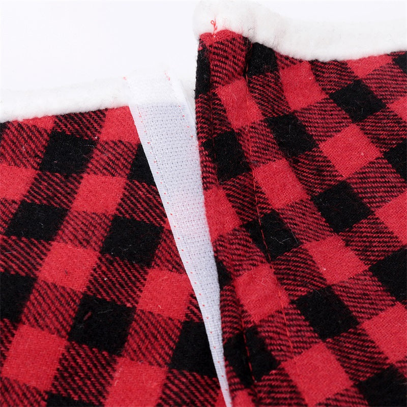 48-Inch Black and Red Plaid Cloth Tree Skirt - Festive Holiday Decor