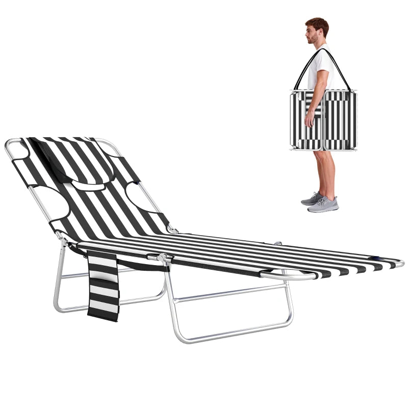 Tanning Chair With Face Hole, 5-Level Adjustable Outdoor Chaise