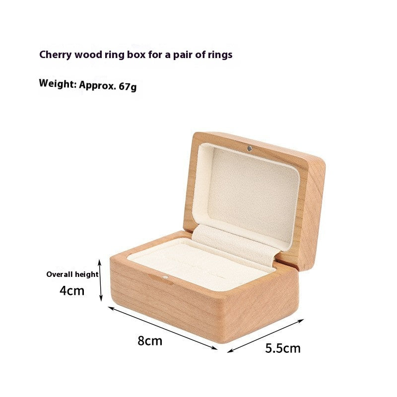 Wooden Ring Box - Solid Walnut or Cherrywood Jewelry Storage Case - Portable Exquisite Design
