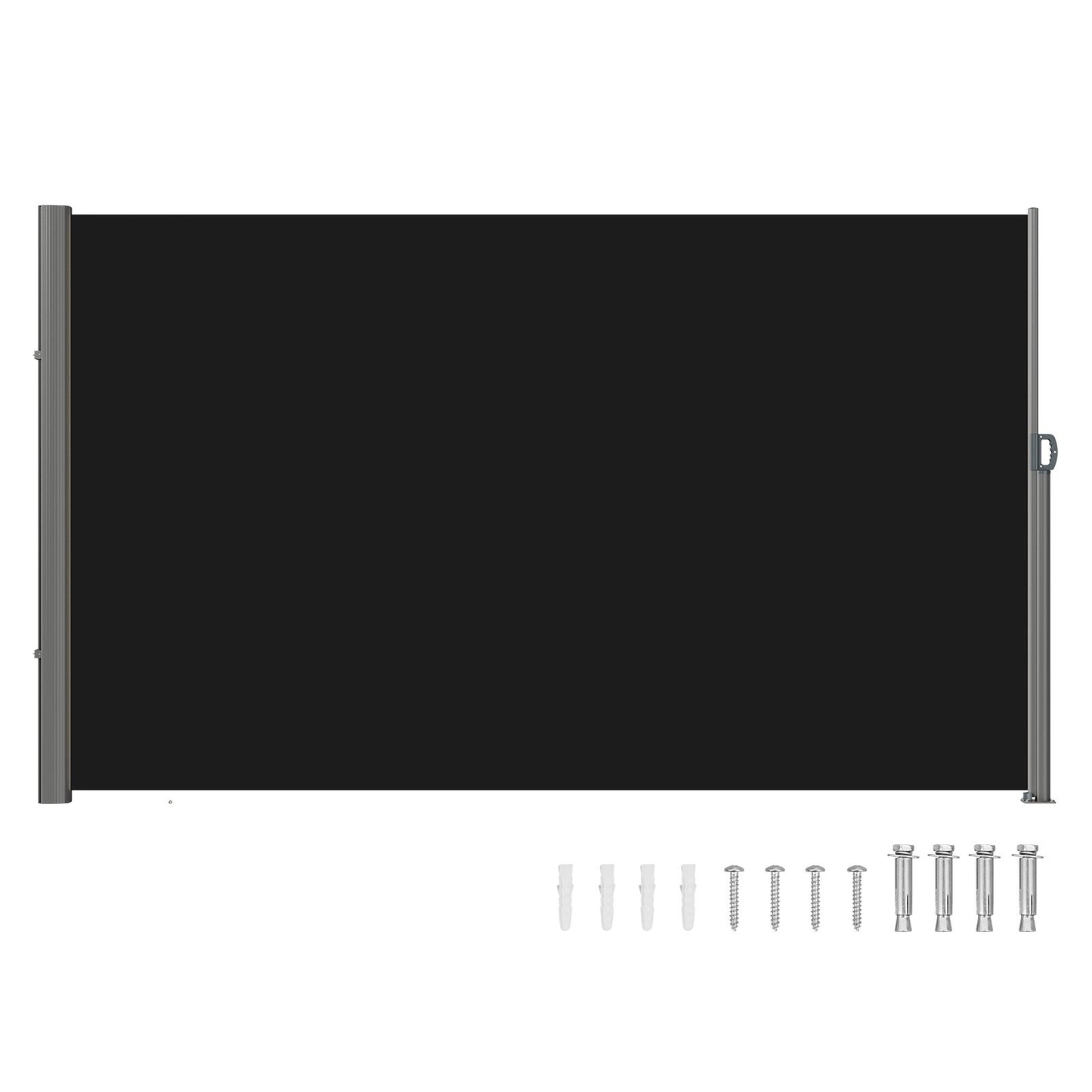 Retractable Side Awning 118x71 Waterproof Patio Screen Black Garden Outdoor