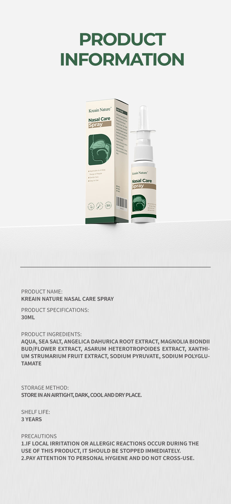 Natural Nasal Relief Spray for Congestion, Runny Nose, and Sneezing