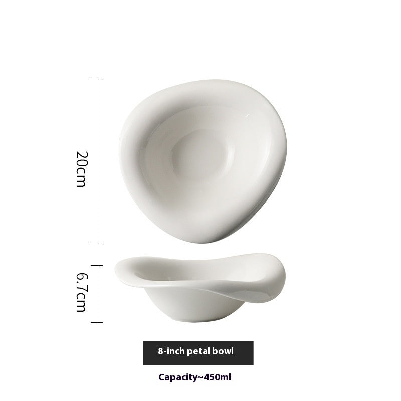 Reverse Mouth Porcelain Plate - Japanese Style Kitchen Dish for Home & Dining