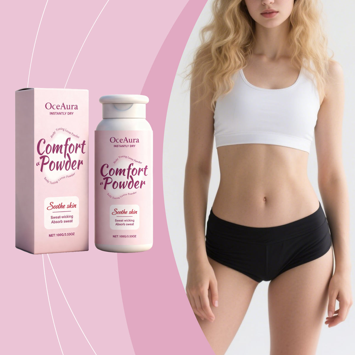 Sweat-Absorbing Body Powder, 100g - Refreshing Comfort