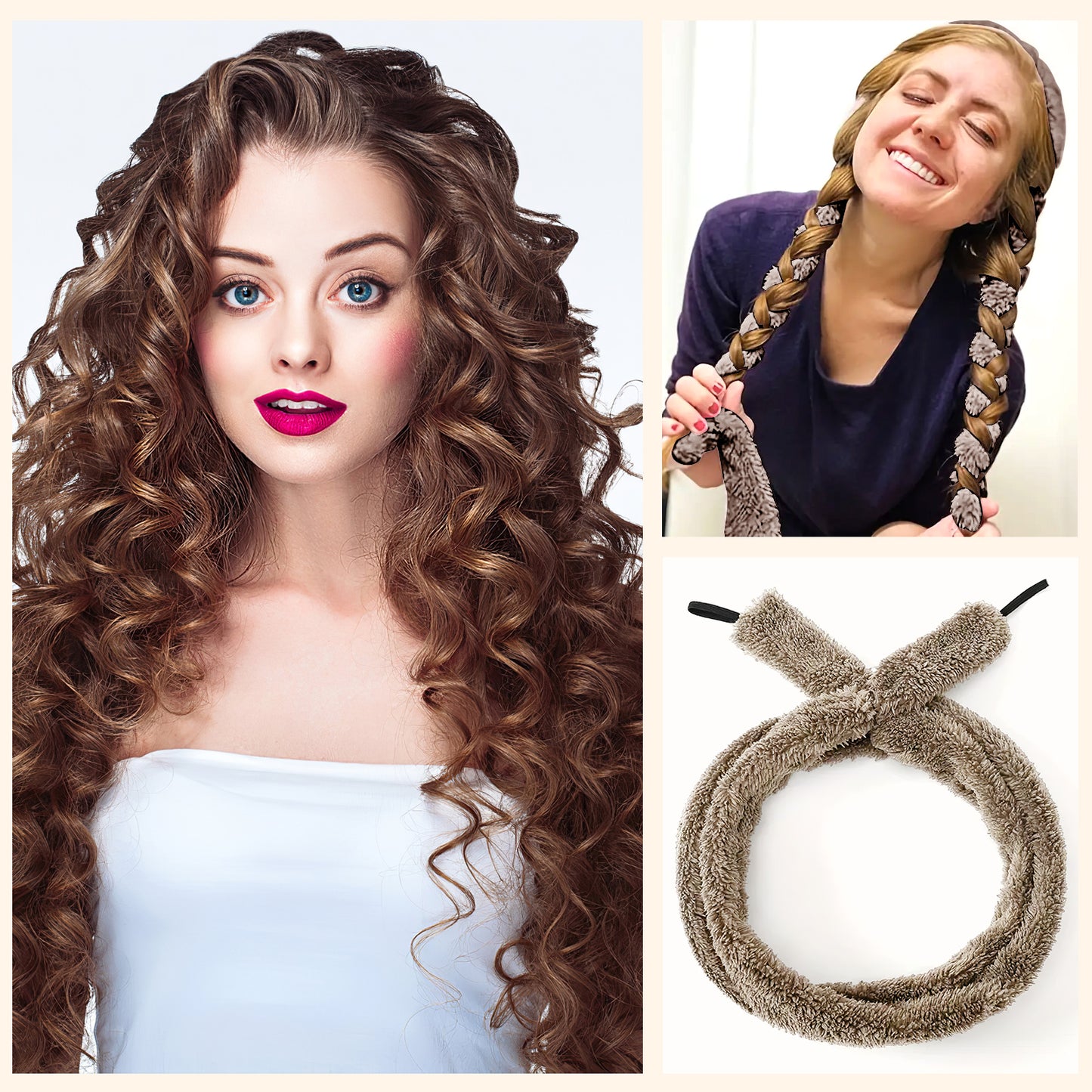 Satin Heatless Hair Curler Set - Overnight Frizz-Free Curling Rod