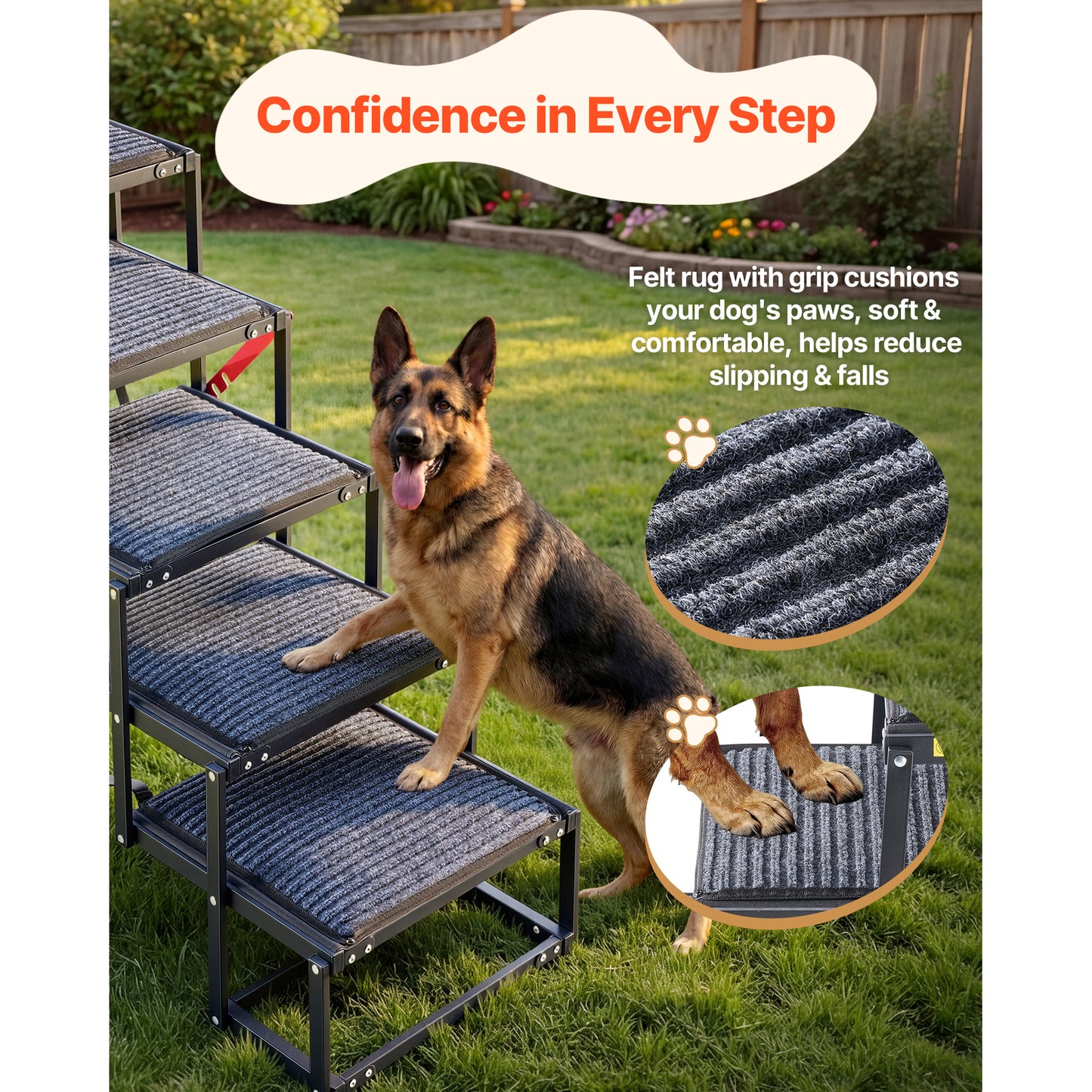 Foldable Dog Car Steps - Extra Wide Ramp for Large Dogs with Non-Slip Surface