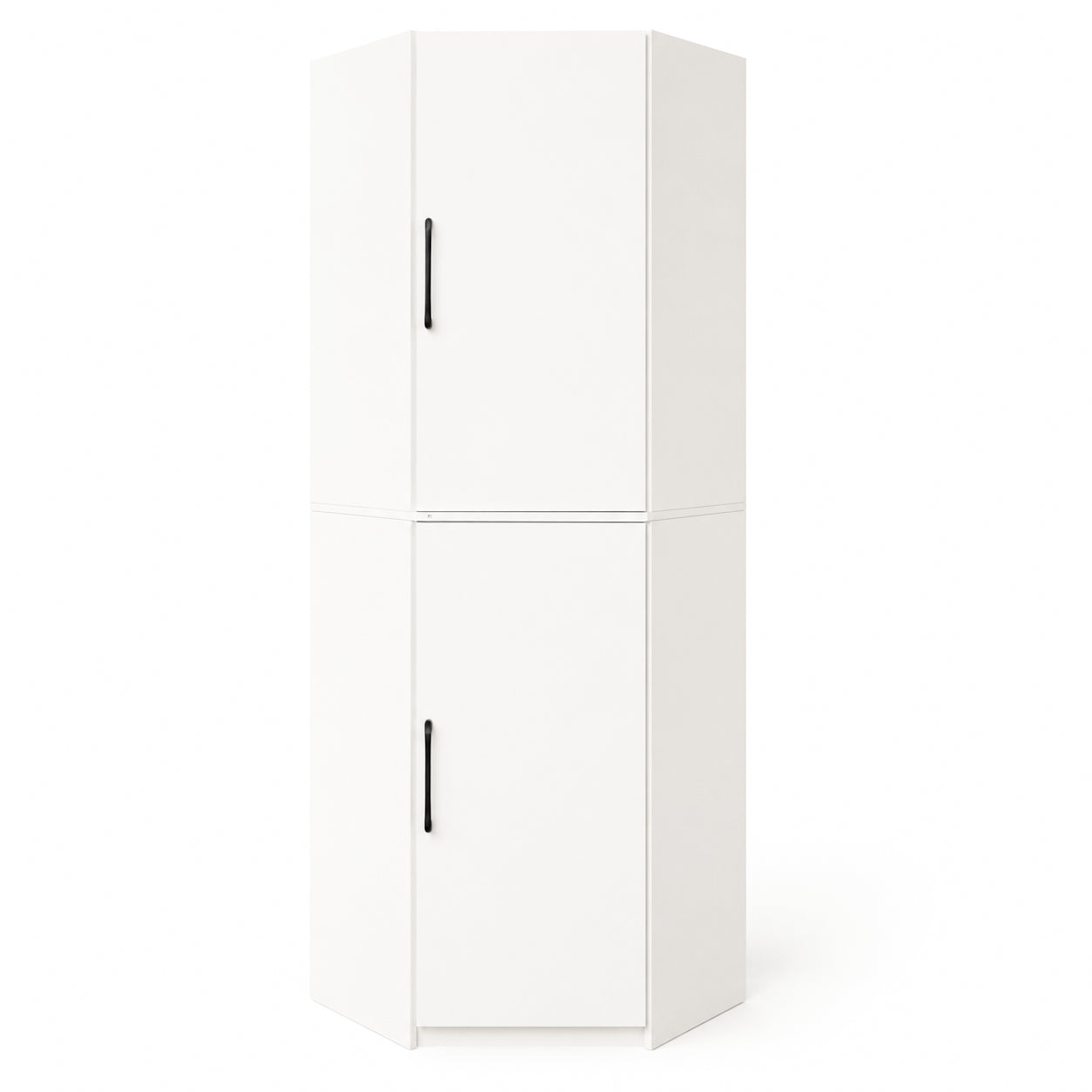 White Corner Kitchen Pantry Cabinet - 70.87" Tall L-Shaped Storage
