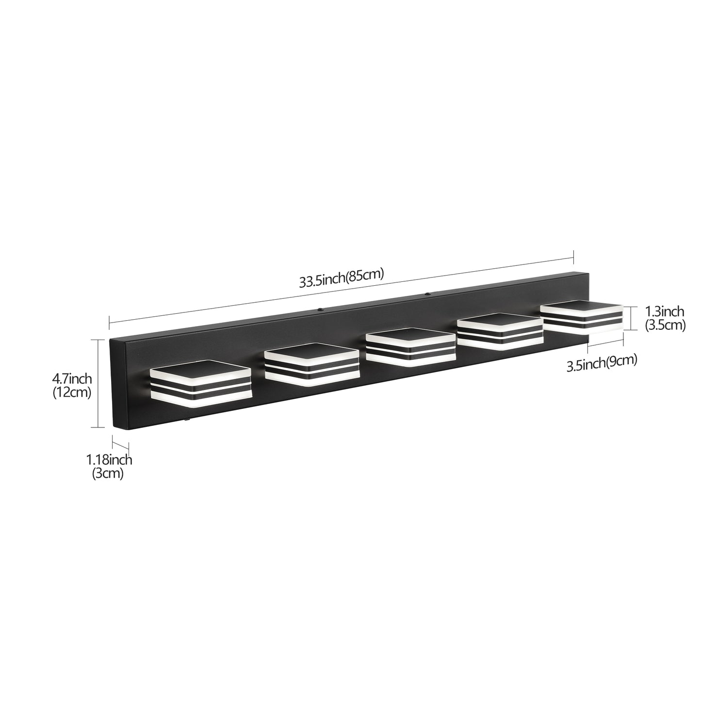 5-Light LED Vanity Light Fixture - Dimmable & Energy Efficient