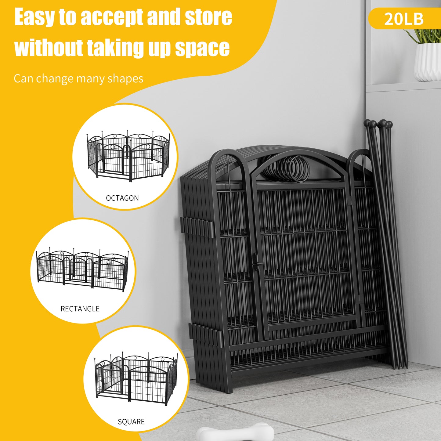 Indoor/Outdoor 24 Inch Dog Playpen - Heavy Duty Metal Pet Fence with Doors