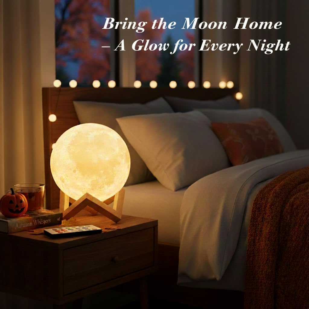 16-Color LED Moon Lamp with Stand and Remote - Night Light for Bedroom