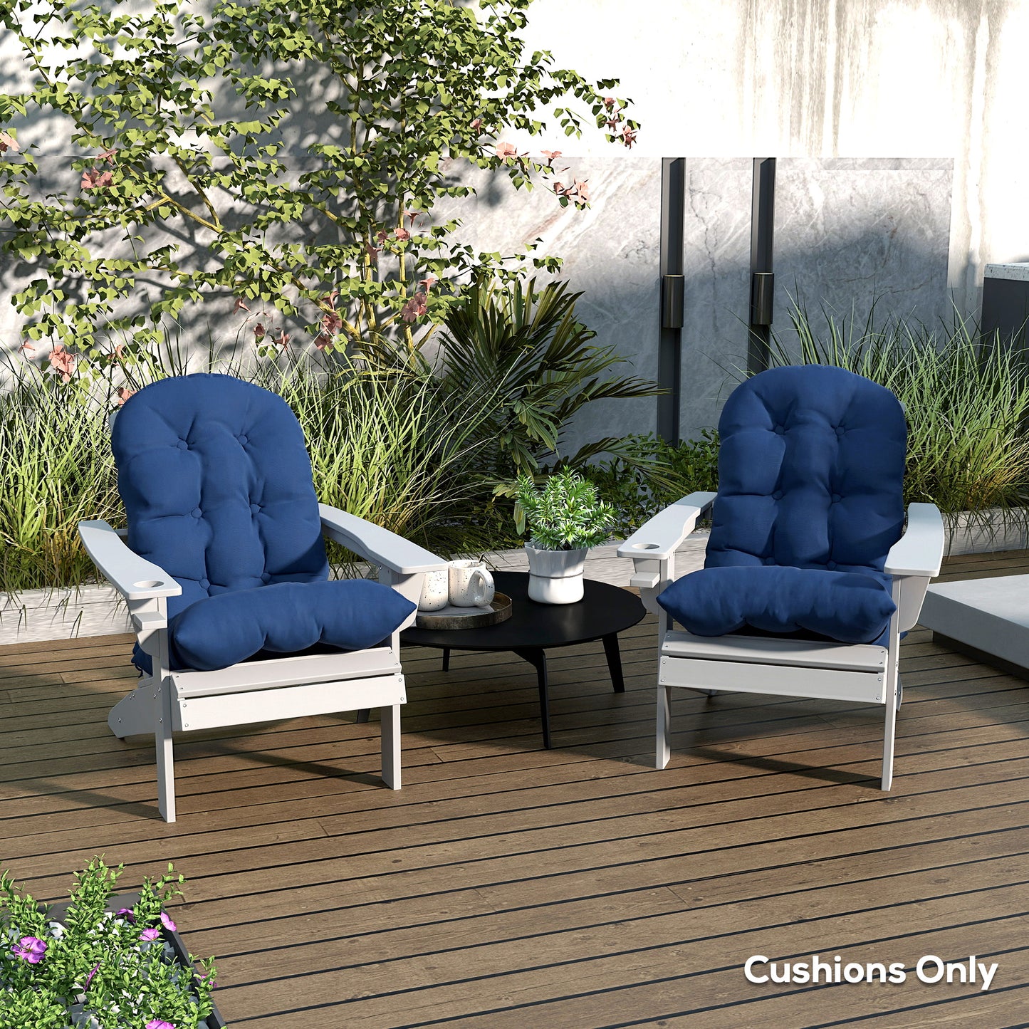 Adirondack Chair Cushions Set of 2 - Navy Blue Tufted Cushions