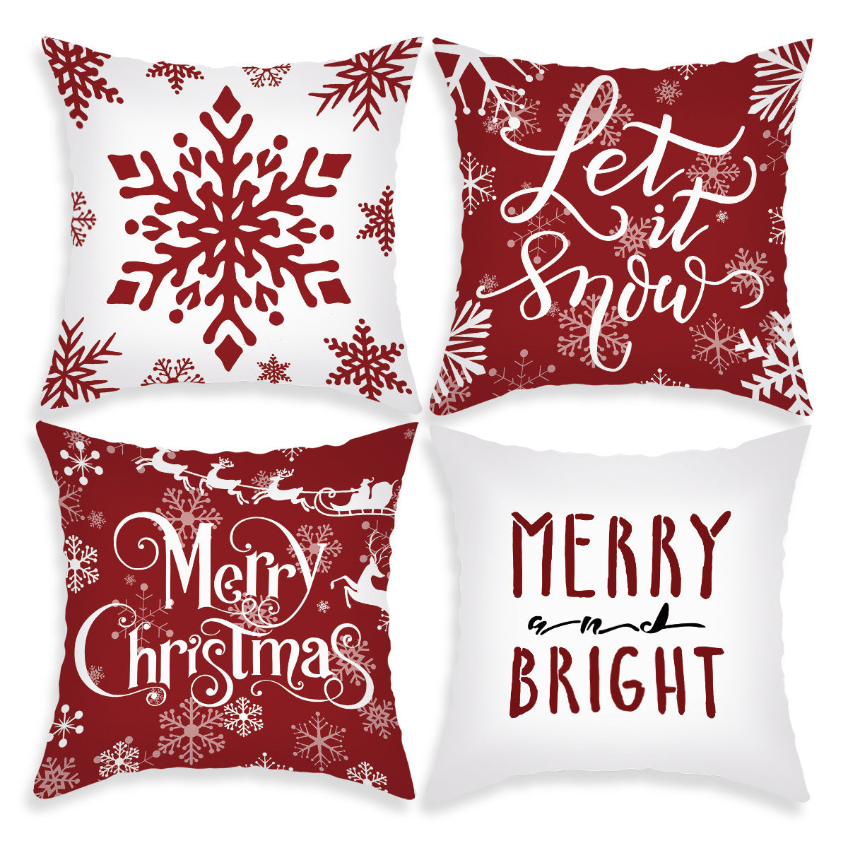 Holiday Cartoon Santa Claus Elk Pillow Cover 45x45cm Sofa Cushion Decor