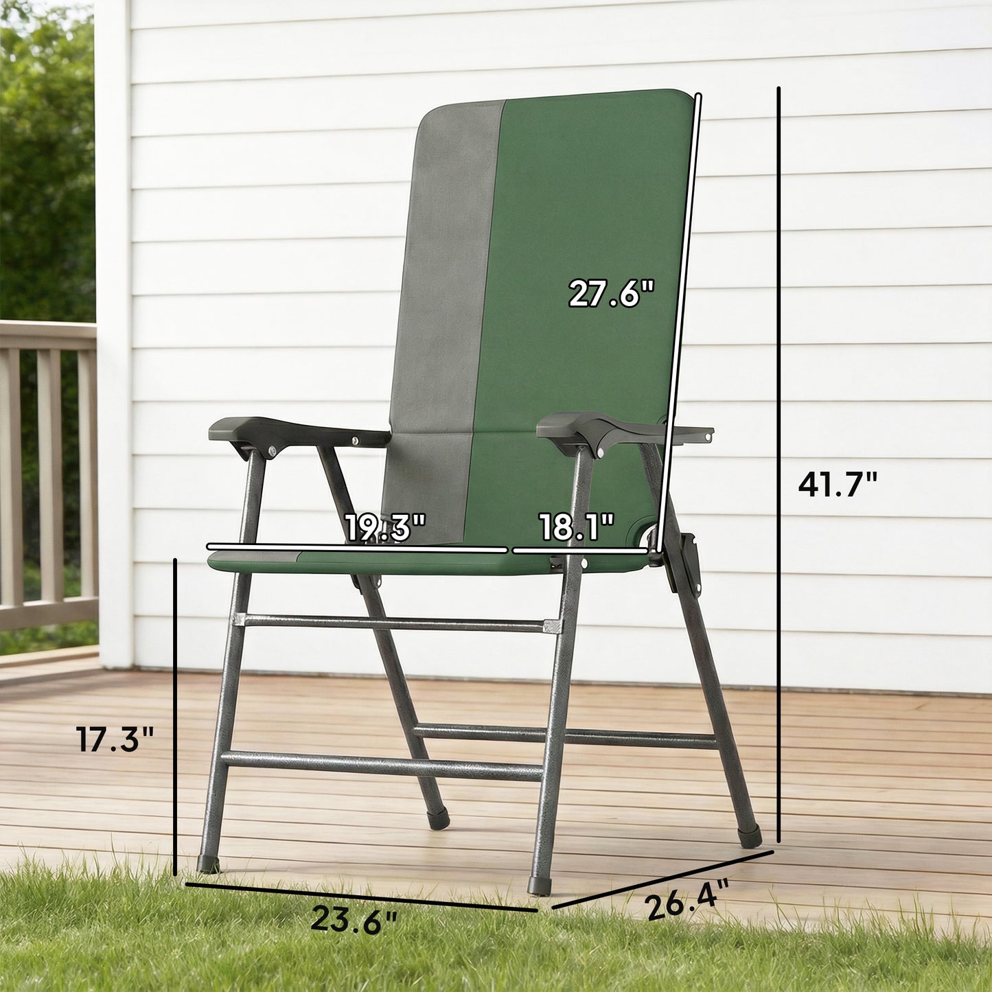 Folding Patio Chairs Set of 2 - Padded High Back Lawn Chairs