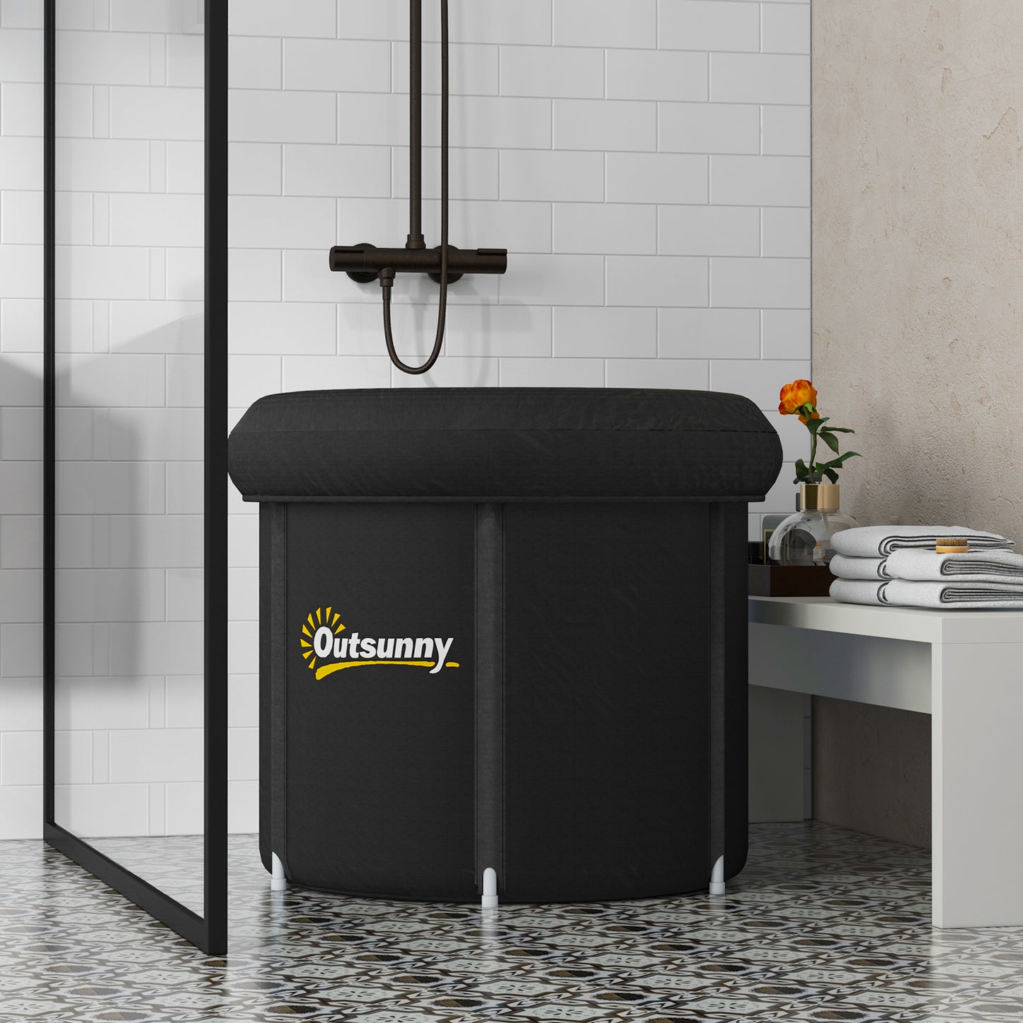 Portable Cold Plunge Tub for Athletes Recovery - Black