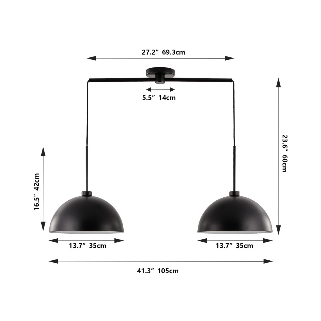 Industrial Modern Double Pendant Light - Adjustable Black Ceiling Lamp